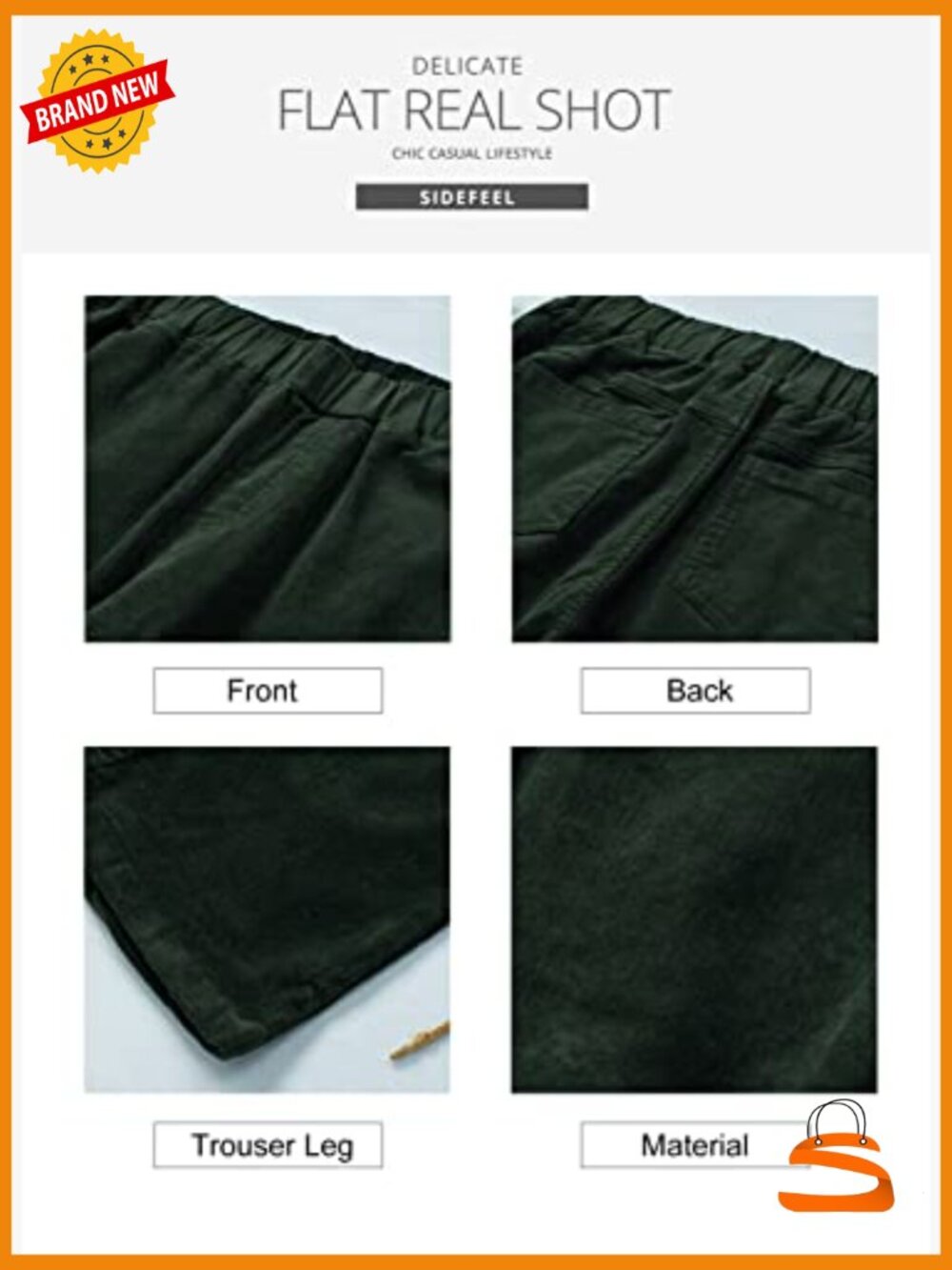 Corduroy Flare Pants Elastic Waist Bell Bottom Trousers Fall - Picture 5 of 7